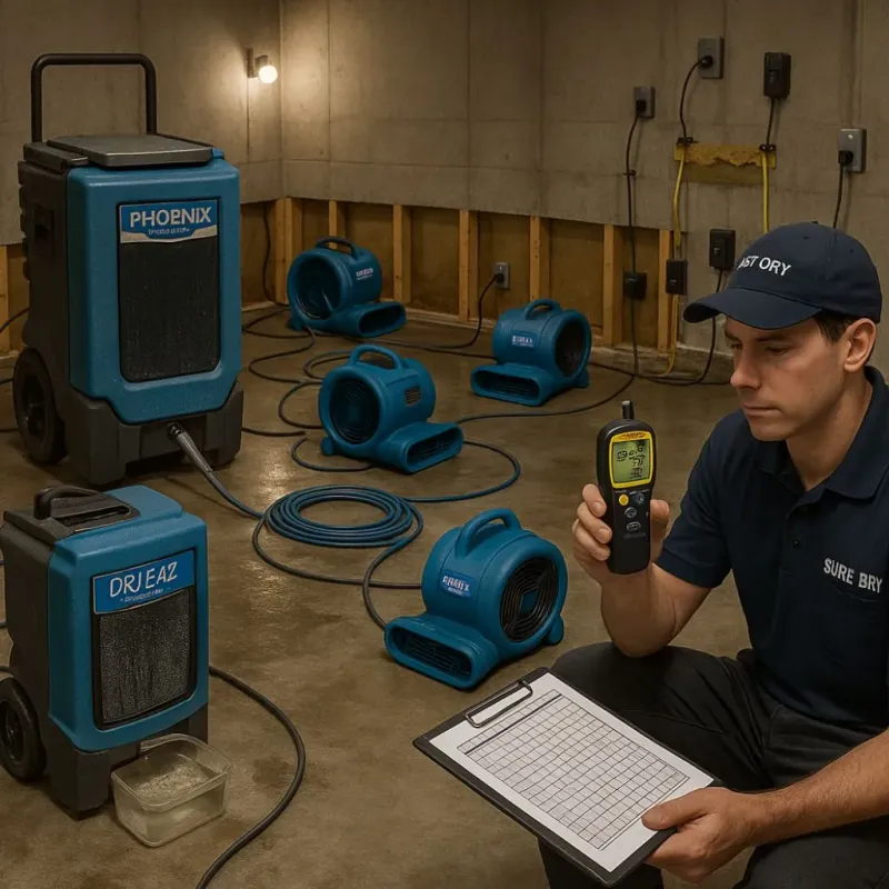 Structural Drying and Dehumidification process in Clinton, MS